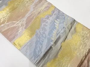 アンティーク　山並みに樹木風景模様織出し袋帯（材料）